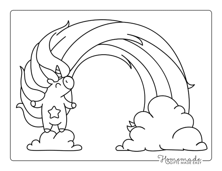 Cute Clouds Rainbow Mane Unicorn Tracing Worksheets Pdf Free Vectors